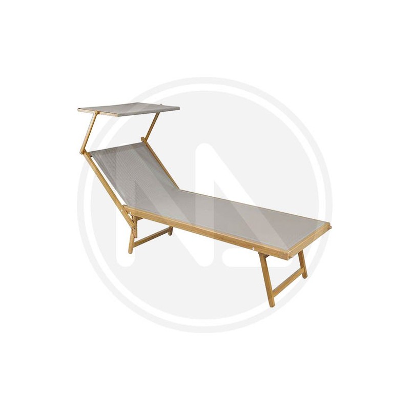 aluminium sea lounger wood effect with parasol papillon