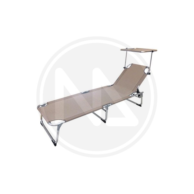 aluminium sea lounger DOVE-GREY with parasol papillon