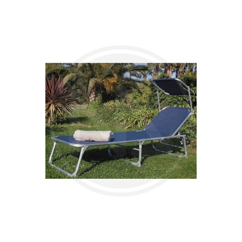 lettino da mare in alluminio BLU con parasole papillon