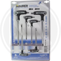 CHIAVI maschio ESAGONALI A T IN SERIE 6 pz. maurer plus