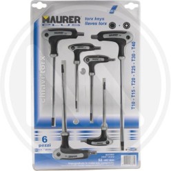 CHIAVI maschio TORX A T IN SERIE 6 pz. maurer plus