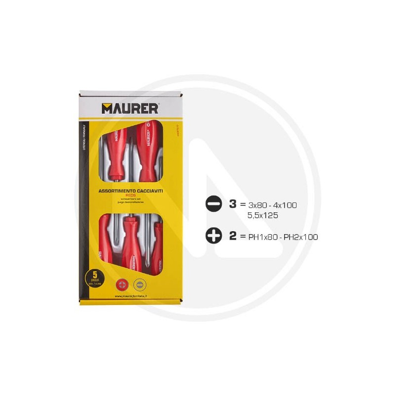 screwdrivers 5 pz. set pro reds maurer screwdrivers 5 pz. set pro reds maurer