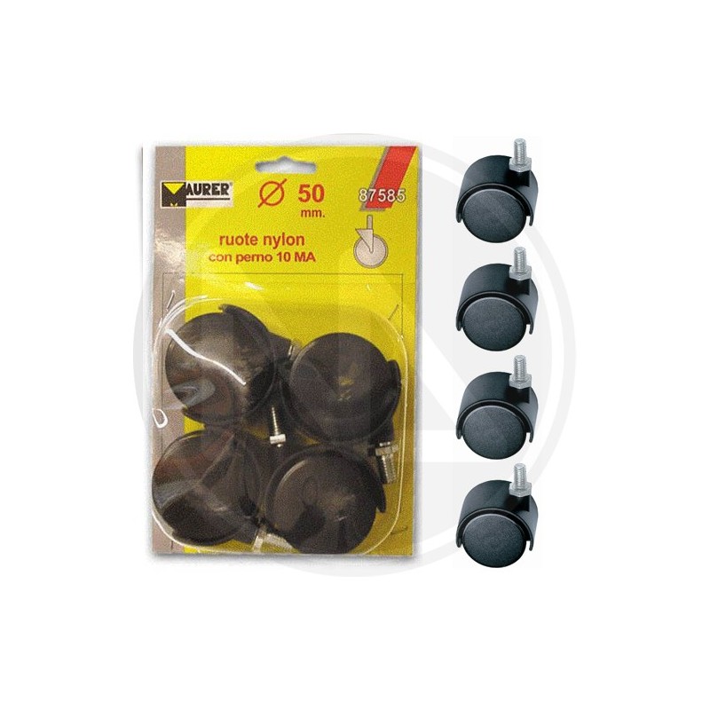 RUOTE DOPPIE IN NYLON-perno girevole in blister MAURER RUOTE DOPPIE IN NYLON-perno girevole in blister MAURER
