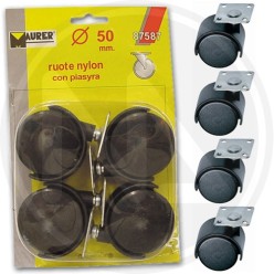 RUOTE DOPPIE IN NYLON-piastra girevole in blister maurer
