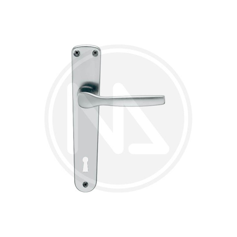 maniglia per porta argento satinato "GINEVRA" CON placca