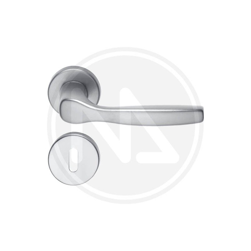 SATIN SILVER "GINEVRA" DOOR HANDLE WITH ROSETTE