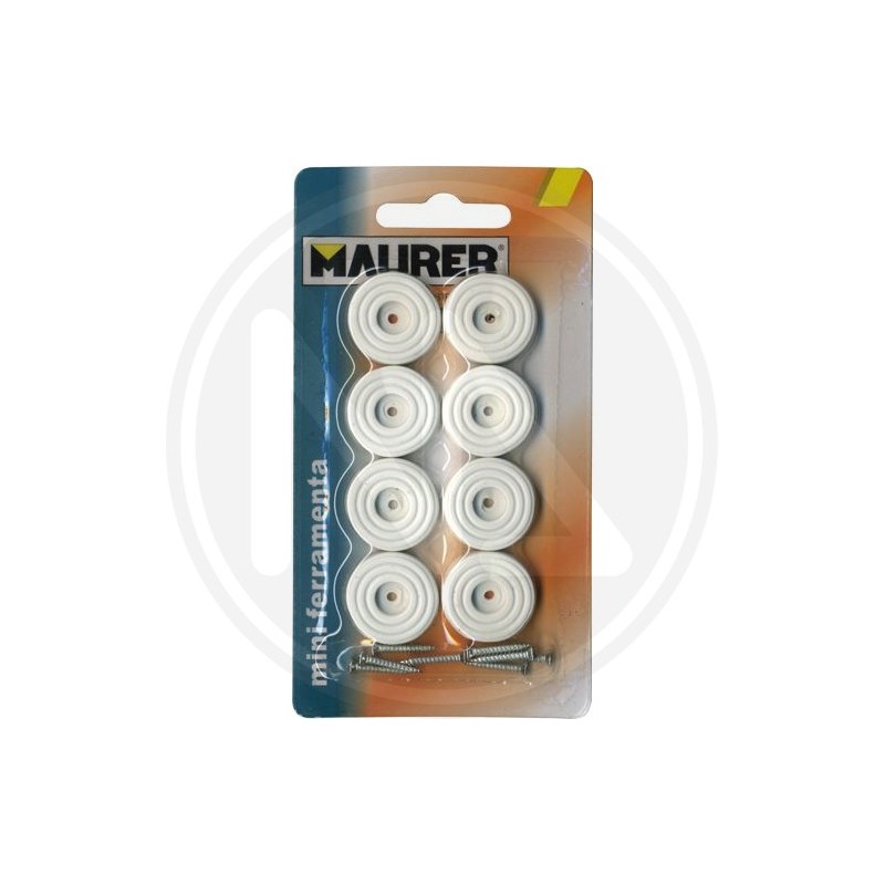 WHITE flat rubber tips under chairs with screws "one price" maurer WHITE flat rubber tips under chairs with screws "one price" maurer