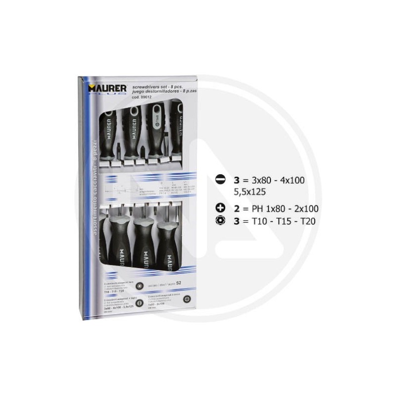 screwdrivers in sets 8 pcs "s2" maurer plus