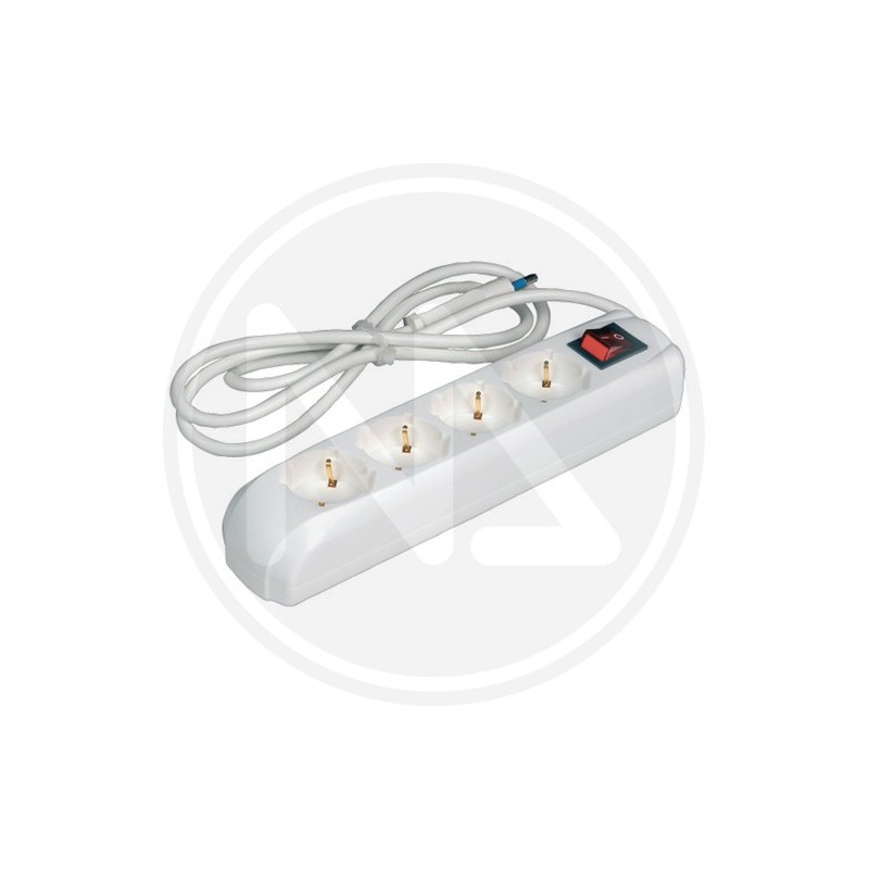WHITE multisocket 4 DOUBLE schuko with interruptor maurer