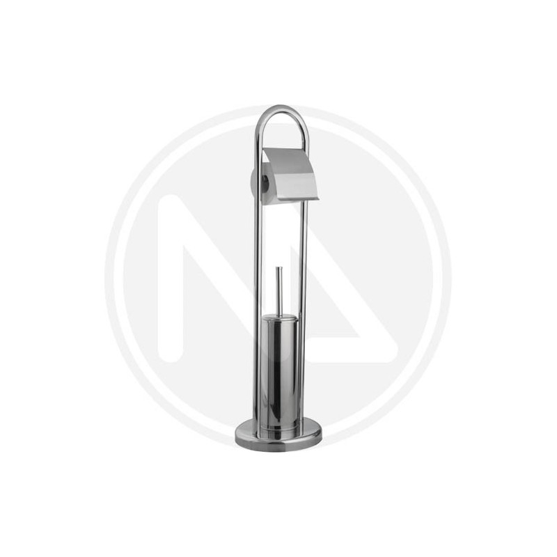 PIANTANA PORTAROTOLO+SCOPINO PER BAGNO IN ACCIAIO INOX "AQUA" MAURER