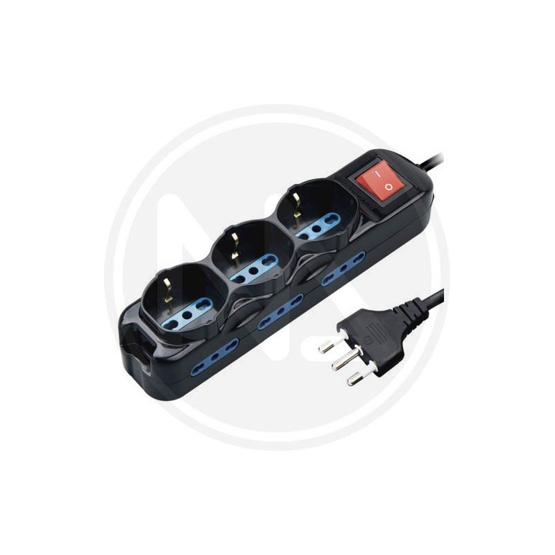 MULTIPRESA SCHUKO+BIPasso con interruttore nero MAURER