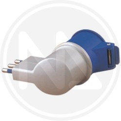 ADATTATORE INDUSTRIALE SPINA 90° 2p+t ip20 BLU maurer PLUS