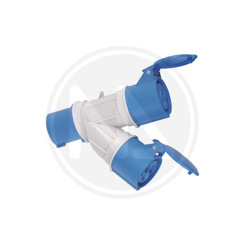 adapter system 2 socket CEE 2p+t ip 44 blue maurer PLUS adapter system 2 socket CEE 2p+t ip 44 blue maurer PLUS