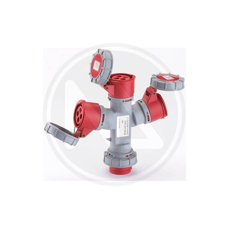 SYSTEM ADAPTER 1 PLUG + 3 SOCKETs IP 67 RED MAURER PLUS