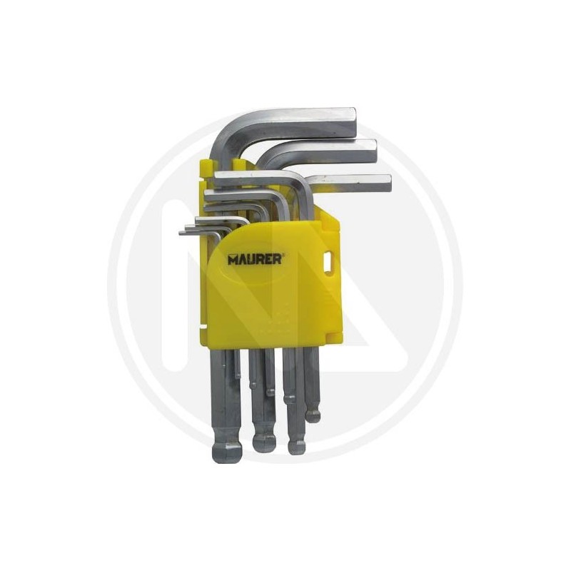 Hexagonal keys with ball point 9 pieces set maurer Hexagonal keys with ball point 9 pieces set maurer