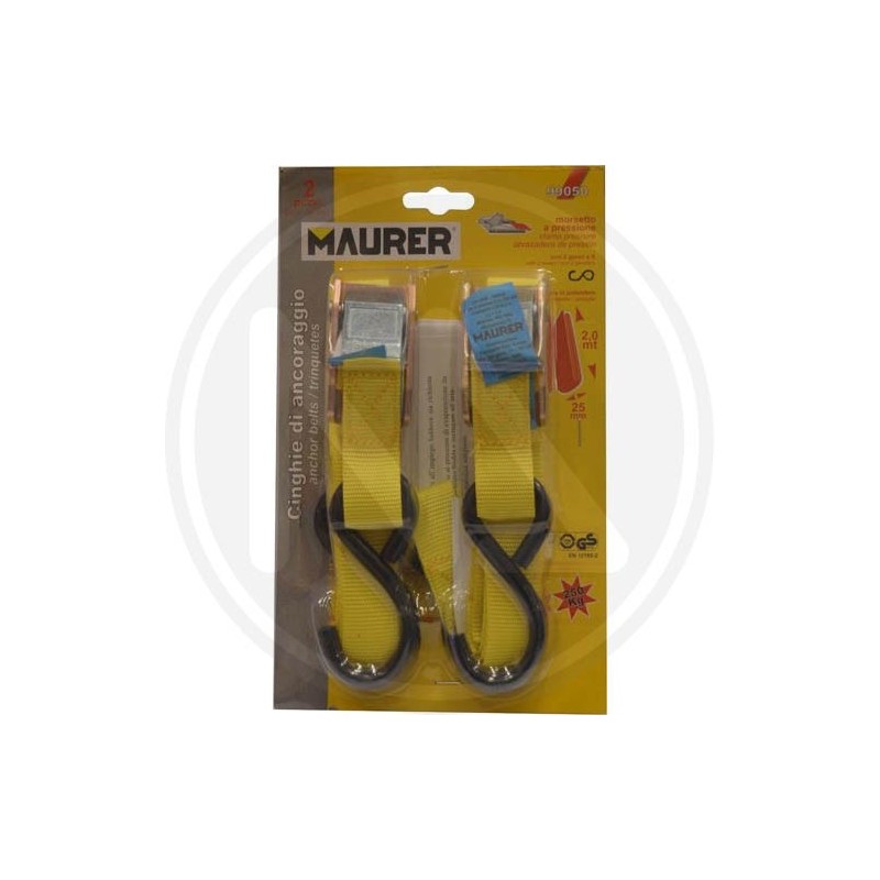 CINGHIa di ancoraggio DOPPIE CON GANCI E MORSETTO 250 kg. maurer