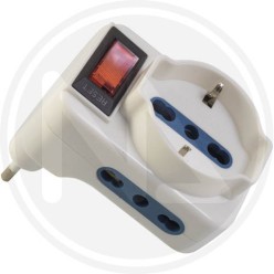 adattatore TRIPLO salvaspazio 10A interruttore PRESA SCHUKO maurer