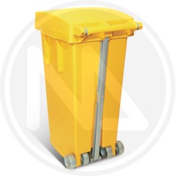 YELLOW PVC trash bin with wheels