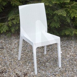 DOVE-WHITE RESIN RATTAN STYLE CHAIR "SELENE"