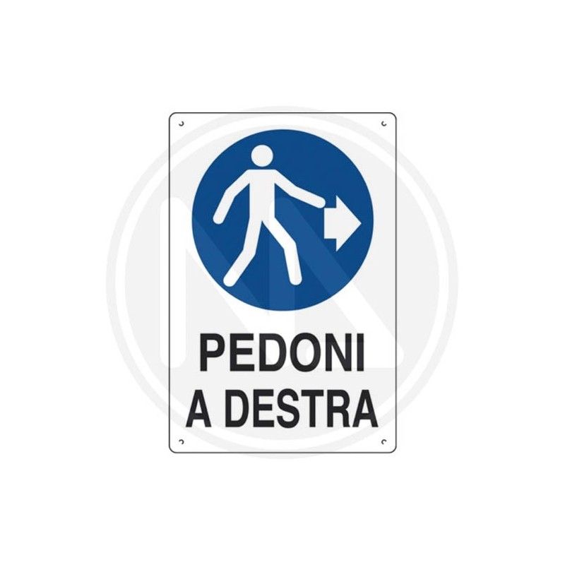 CARTELLO SEGNALETICA CANTIERE "PEDONI A DESTRA"