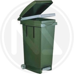 GREEN PVC trash bin with wheels