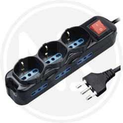 black multisocket shuko+outlet 2 places with interruptor maurer