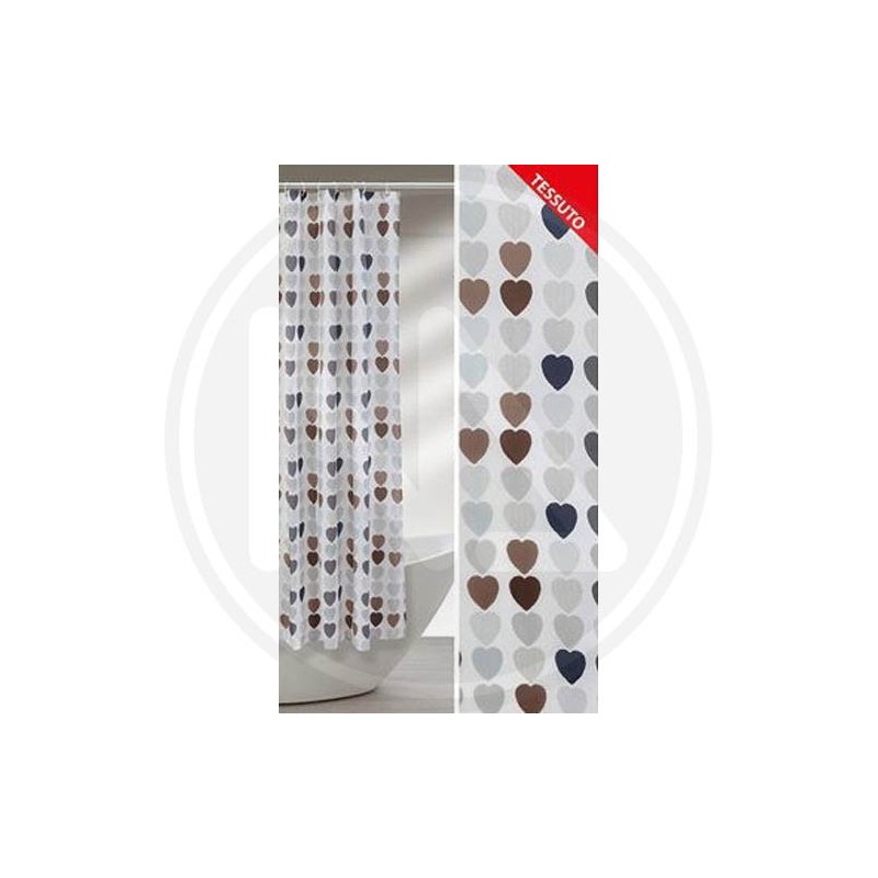 SHOWER CURTAIN IN POLYESTER "COLORED HEARTS"*