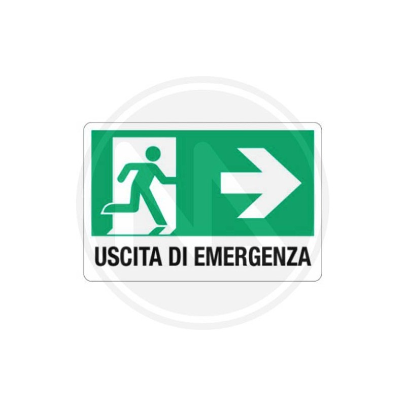 safety sign notice "EMERGENCY EXIT RIGHT"