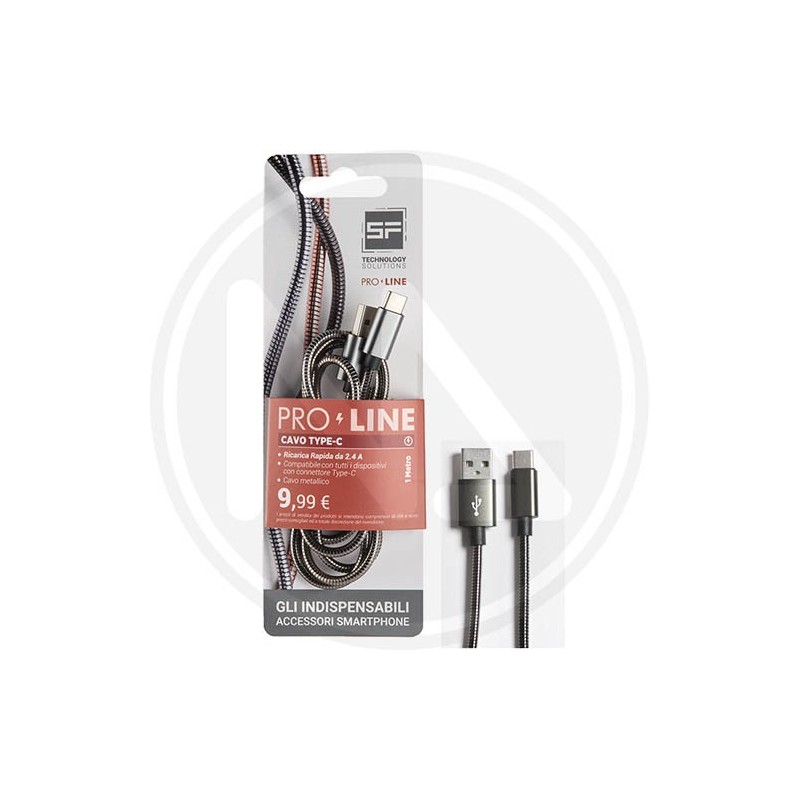 CAVO SMARTPHONE USB TYPE C 1 MT METALLICO DARK GREY "PROLINE"