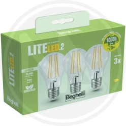 LED DROP LAMP WITH FILAMENT "FILED" CF. 3 PCS. BEGHELLI