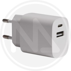 USB + TYPE C WHITE POWER SUPPLY FOR SMARTPHONE
