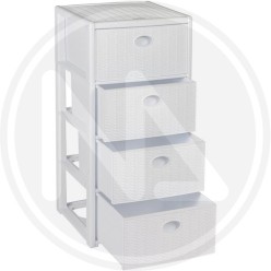 CASSETTIERA 4 CASSETTI rattan bianco