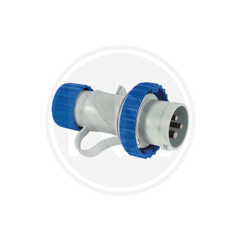 INDUSTRIAL straight PLUG 2p + e ip 67 blue with quick coupling