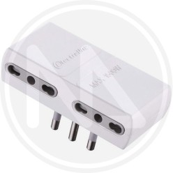 quadruple flat adapter 10/16A white