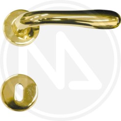 BRASS DOOR HANDLE SHINY GOLD "AMALFI" WITH WASHER