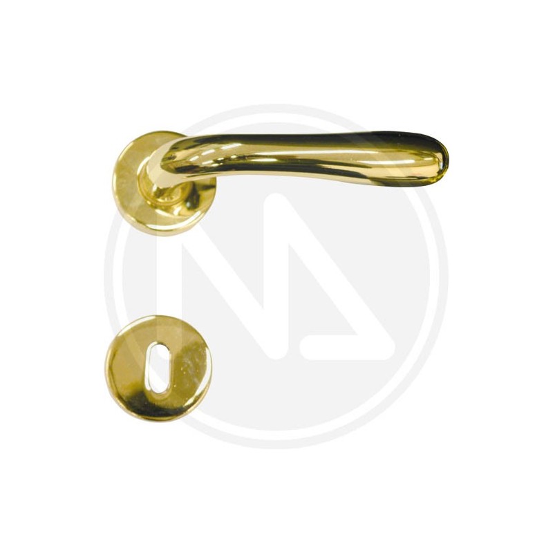 BRASS DOOR HANDLE SHINY GOLD "AMALFI" WITH WASHER BRASS DOOR HANDLE SHINY GOLD "AMALFI" WITH WASHER