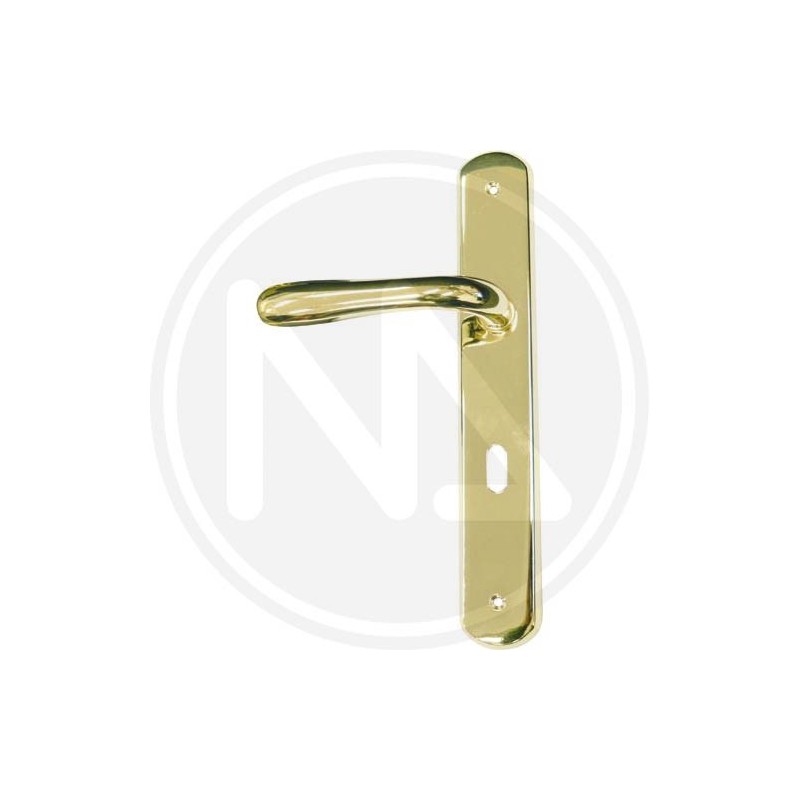 BRASS DOOR HANDLE SHINY GOLD "AMALFI" WITH PLATES BRASS DOOR HANDLE SHINY GOLD "AMALFI" WITH PLATES