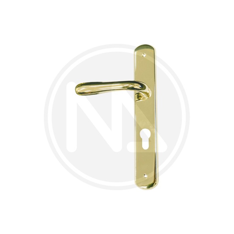 BRASS DOOR HANDLE SHINY GOLD "AMALFI" HOLE YALE BRASS DOOR HANDLE SHINY GOLD "AMALFI" HOLE YALE