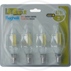 LAMPADA LED OLIVA CON FILAMENTO "LITELED.2" CF. 4 PZ. BEGHELLI