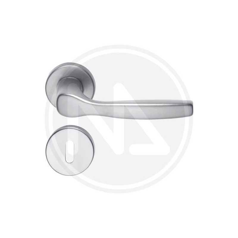 SATIN SILVER "GINEVRA" DOOR HANDLE WITH ROSETTE
