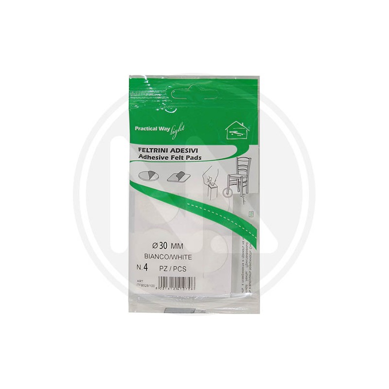 WHITE ADHESIVE FELT ROUND