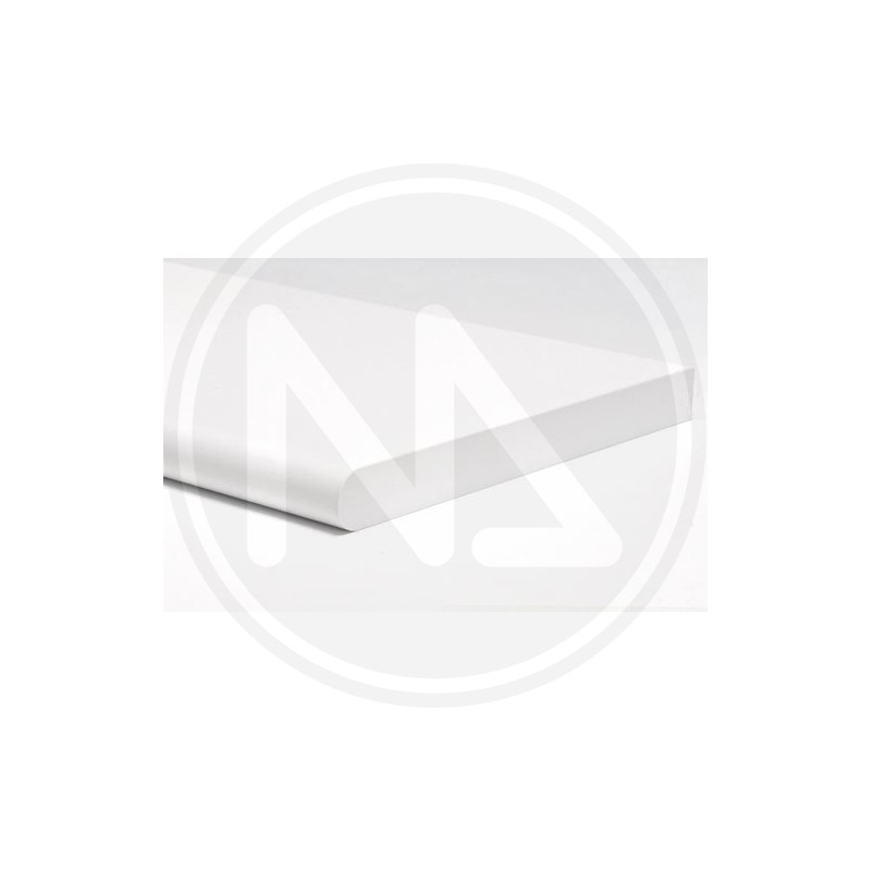 white melamine shelf with rounded border 18 mm.