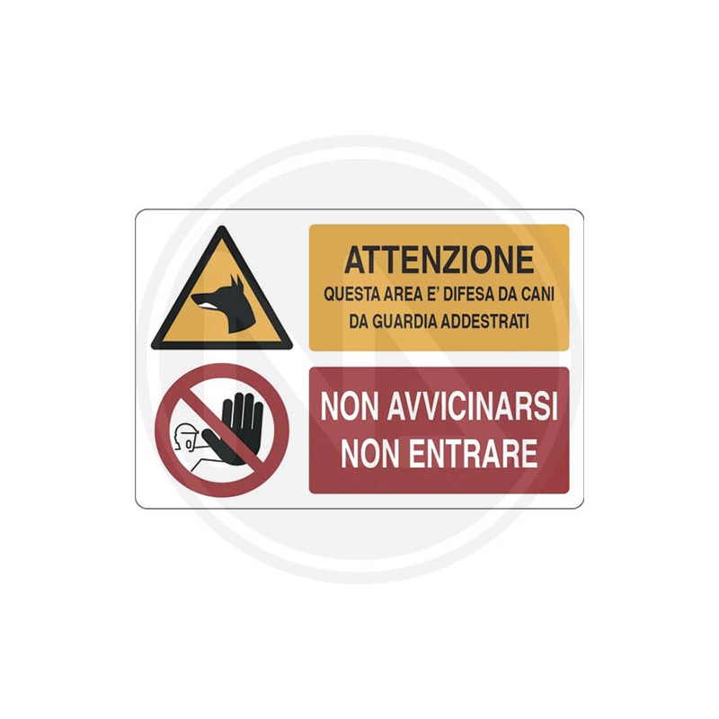 information sign notice "DOG DEFENSE AREA"