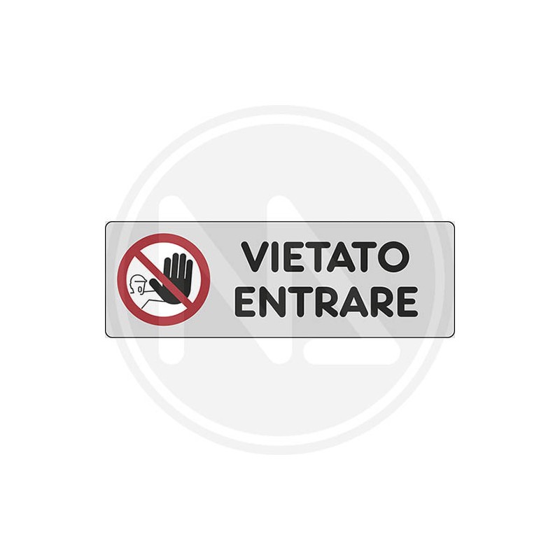 ADHESIVE SIGNS FOR INFORMATIONS SILVER COLOUR "NO ENTRY"