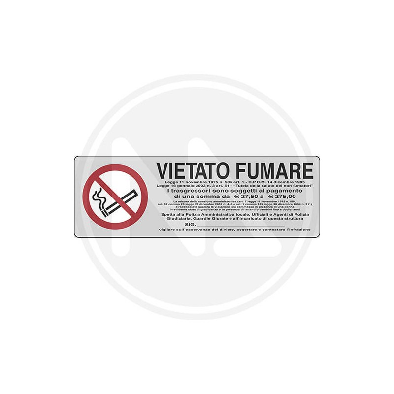 ADHESIVE SIGNS FOR INFORMATIONS SILVER COLOUR "SMOKING PROHIBITED"