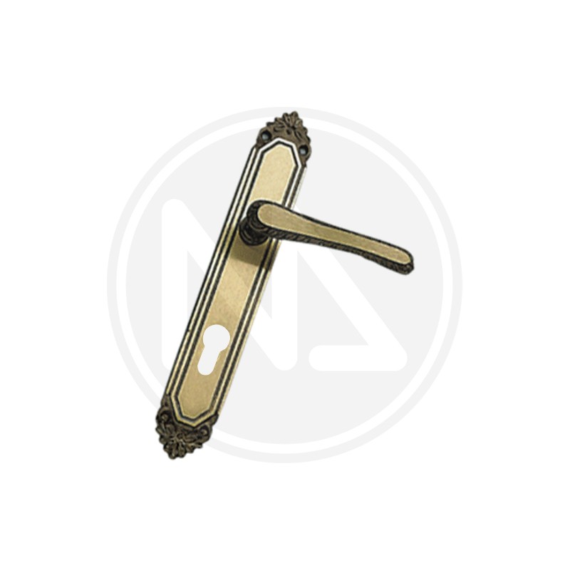 MANIGLIA per porta in ottone bronzato "EXPORT" FORO YALE