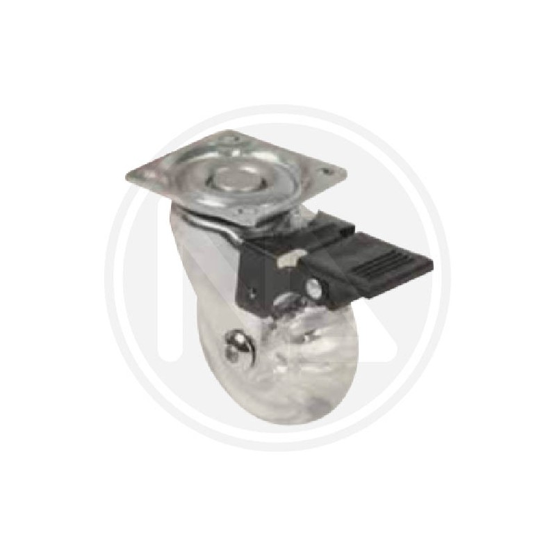 TRANSPARENT RUBBER WHEEL WITH PLATE AND BRAKE