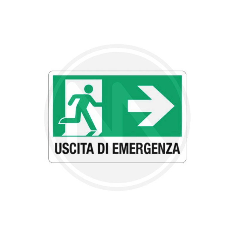 safety sign notice "EMERGENCY EXIT RIGHT"