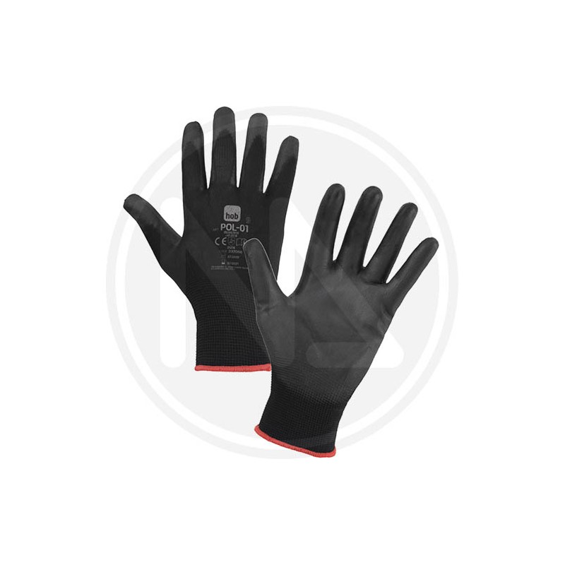 BLACK POLYURETHANE WORK GLOVE "POL-01"