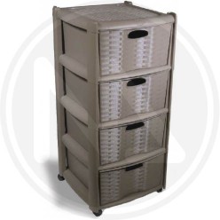 CASSETTIERA 4 CASSETTI rattan CORTECCIA MET